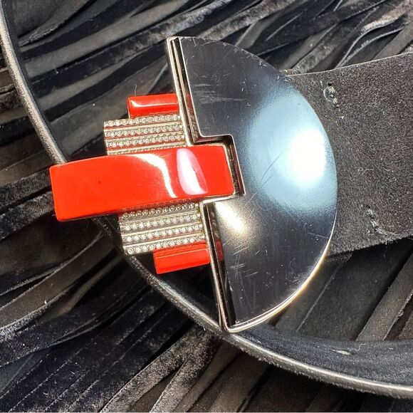 Ralph Lauren Collection Fall 2011 Black Suede Art Deco Inspired Buckle Belt - Picture 12 of 14